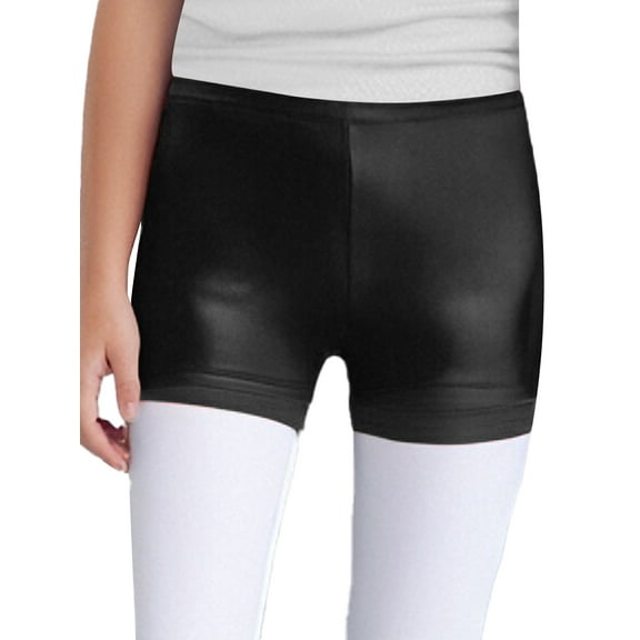 TiaoBug Kids Girls Dance Shorts Shiny Metallic Boyshorts Tumbling Gymnastics Active Sports Wear Black 6