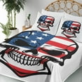 thumbnail image 3 of Ambesonne American Flag Fitted & Top Sheet Set with Shams, Scary Skull Art, Blue White Red, 3 of 5