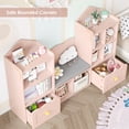 thumbnail image 7 of Homfa Kids Bookshelf with Reading Nook, Kids Toy Storage Cabinet with 8 Cubby, 2 Wood Toy Bin for Nursery Kids Room, Pink, 7 of 7