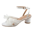 thumbnail image 1 of Dsscvnef Women's Summer Thick Heel Satin Bow Round Head Sandals, 1 of 4