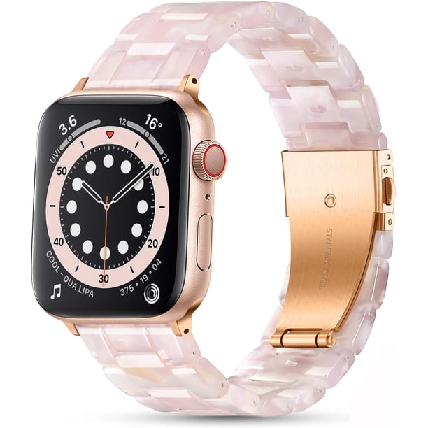 Upeak Pulsera de Resina para Correa Apple Watch 41mm 40mm 38mm, Reemplazo liviano para Correa iWatch Mujeres Hombres, Pulsera de Enlace para Apple Watch Series 8/7/6/5/4/3/2/1/SE2/SE, Flor Rosa