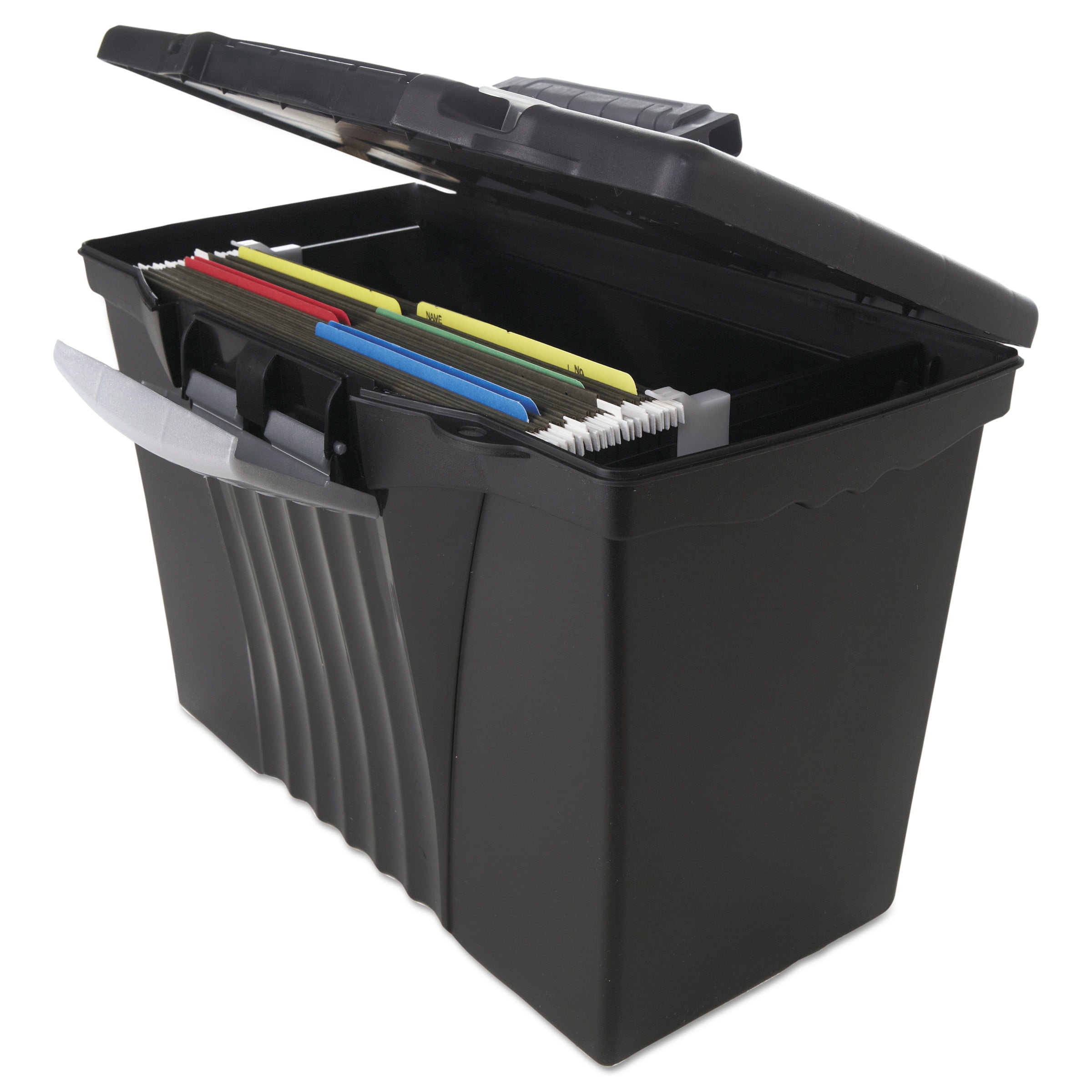 Storex Portable File Storage Box w Organizer Lid, Letter Legal, Black -STX61510U01C by STOREX