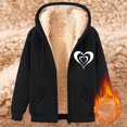 thumbnail image 2 of aohooy Zippered Hoodie for Men Thick Sherpa Lined Heart Jacket Sweatshirts Oversized Winter Long Sleeve Coats with Pockets Black,M, 2 of 3