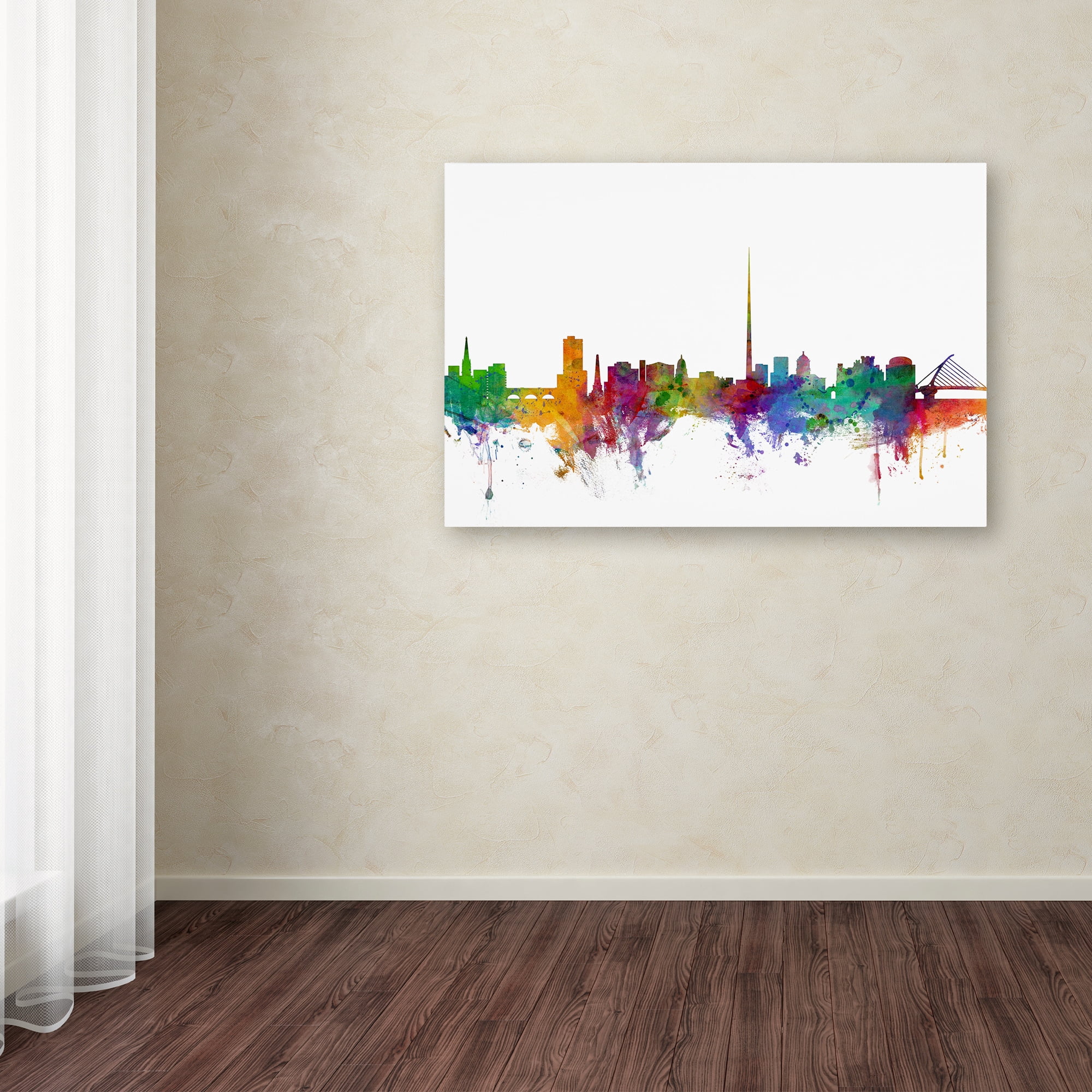 Trademark Fine Art "Dublin Ireland Skyline" Canvas Art by Michael Tompsett