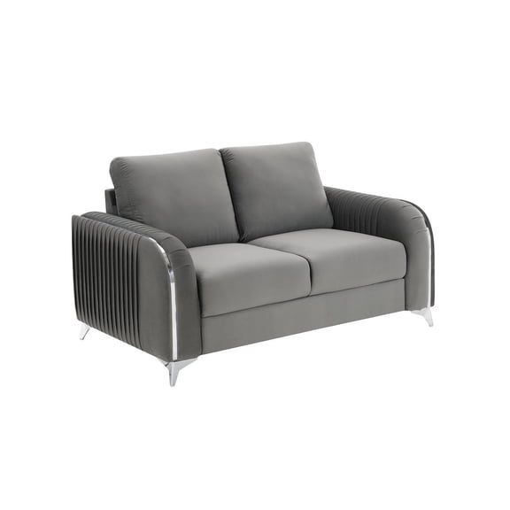 ACME Wenona Contemporary Velvet Upholstered Loveseat in Gray