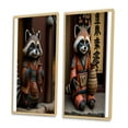 thumbnail image 3 of Designart "Happy Tanuki in Terracotta Tone I" Animals Raccoon Framed Wall Art Set Of 2 - Children's Art Brown Frame Gallery Set For Office Decor, 3 of 6