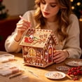 thumbnail image 4 of Christmas Diamond Art, Hanging Ornament DIY 3D Wooden House Pendant With Wreath, Christmas Tree Hanging Holiday Decor & DIY Craft Gift For Family, 4 of 7
