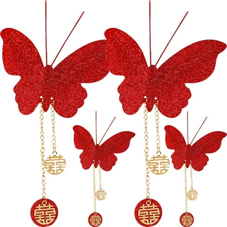 

4pcs Decorative Butterfly Shape Pendant Wedding Layout Decor Bedroom Hanging Decor