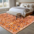 thumbnail image 4 of Boho Orange Area Rug 5x8 FT, Non Slip Bedroom Throw Carpet, Country Style Bohemian Floral Retro Tribal Washable Soft Floor Carpet Non-Shedding Rug for Living Room Nursery Dorm Office, 4 of 9
