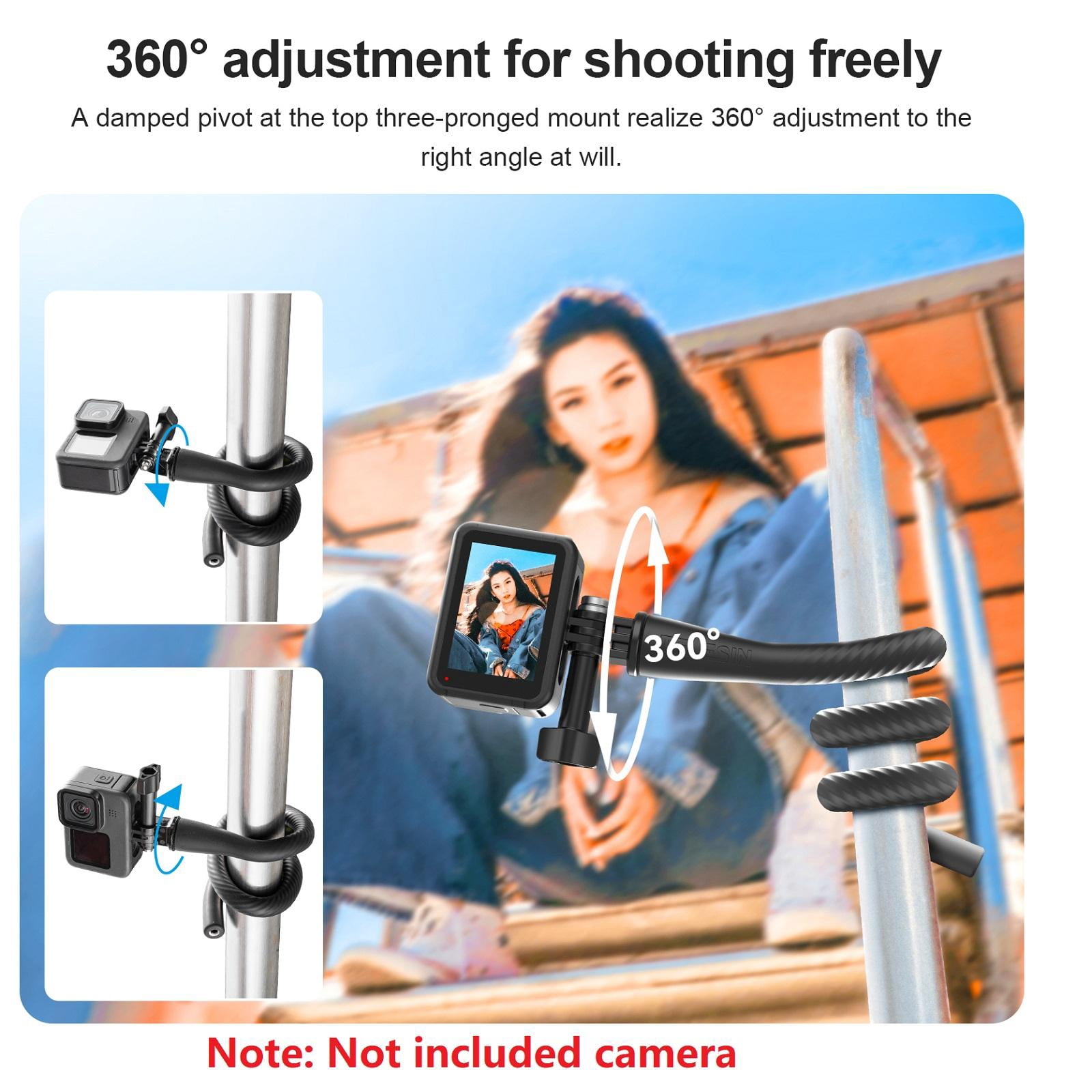 NATEFEMIN Flexible for Insta360 Mount Phone Clip Versatile Octopus Tripod Bendable Wrap Anywhere Travel Vlog Car Trips Fitness Shots