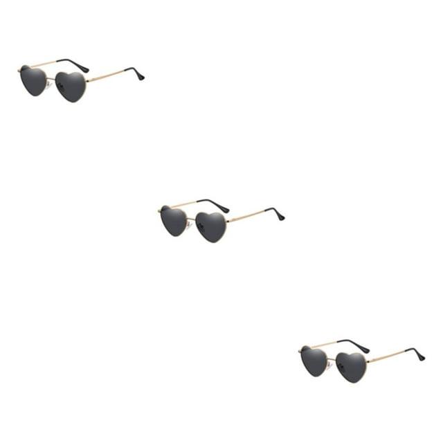 mmirethe Eyes In Style With Heart Shaped Mulitple Colours Sun Glasses black 3Set