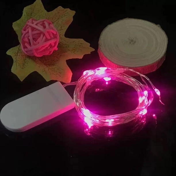 Cadena de luces LED con botón de alambre de cobre, cadena de luces para cumpleaños, cadena de luces pequeña con batería, decoración para tartas y fiestas de Navidad