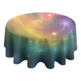 thumbnail image 4 of Colorful Tie Dye Nebula Pattern Round Tablecloth 60"x60",Wrinkle Wipeable Table Cloth for Kitchen Dining Room Picnic Patio Party, 4 of 6
