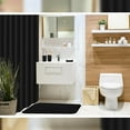 thumbnail image 3 of 9 Pcs Bathroom Accessory Set Shower Curtain and 12 Hooks Table Trash Can Soap Dispenser Soap Dish Non Slip Bathroom Rugs Cup and Cotton Swab Holder Complete for Bathroom Decor (Black), 3 of 8