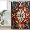 thumbnail image 2 of 60x72 Inch Shower Curtains for Bathroom Burnt Orange Ethnic Fabric Bath Curtain Decor Rustic Boho Flowers Impressionist Waterproof Restroom Curtains Shower Set Accessories with 12 Hooks 60 Inch, 2 of 6