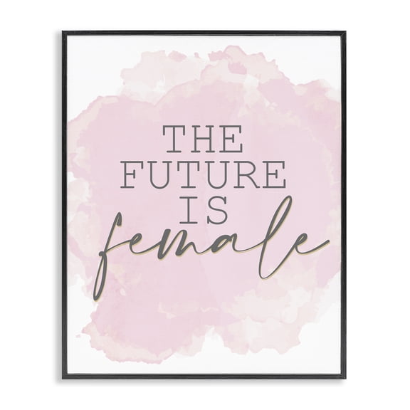 Stupell Industries Modern Future is Female Abstract Pink Black Framed Giclee Art, 11 x 14, by Kim Allen