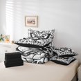 thumbnail image 6 of Homewish Skull Moth Damask 7-Piece Twin Bedding,Gothic Halloween Bedding Comforter Set,White Black,Black Reversible, 6 of 8