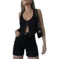 thumbnail image 2 of Yunliwuli Women Crop Vest Tops, Sleeveless Solid Color Casual Party Street Spring Fall Summer Waistcoat, 2 of 6