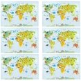 thumbnail image 4 of EREHome Cartoon Global Map Placemat Plate Holder Set of 6, Educational Cute Map Table Mats Protector 12x18 inch, 4 of 5