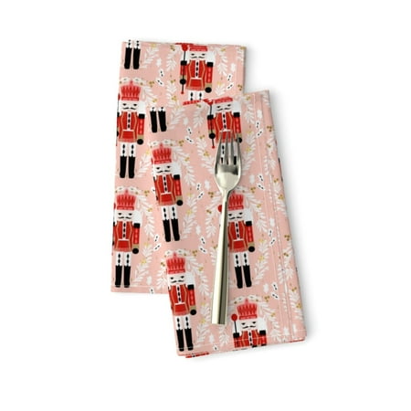 

Cotton Sateen Dinner Napkins (Set of 2) - Christmas Classic Holiday Pink Red Nutcracker Ballet Xmas Print Cloth Dinner Napkins by Spoonflower