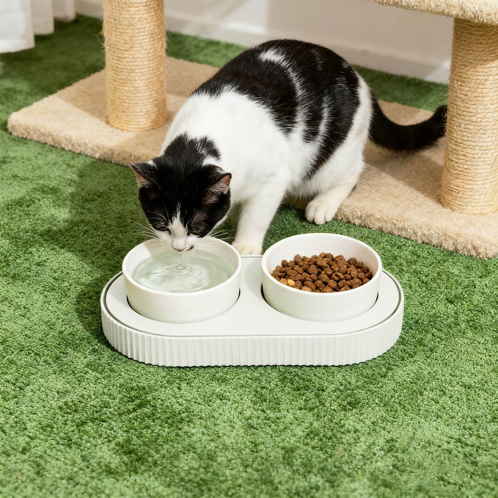 Heated Cat Bowl,Thermostatic Raised Cat Food and Water Bowl Set with USB Heating,Anti Vomiting Slow Feeder for Indoor Cats,Non Freezing Winter Pet Dish for Feral Cat Feeding Station