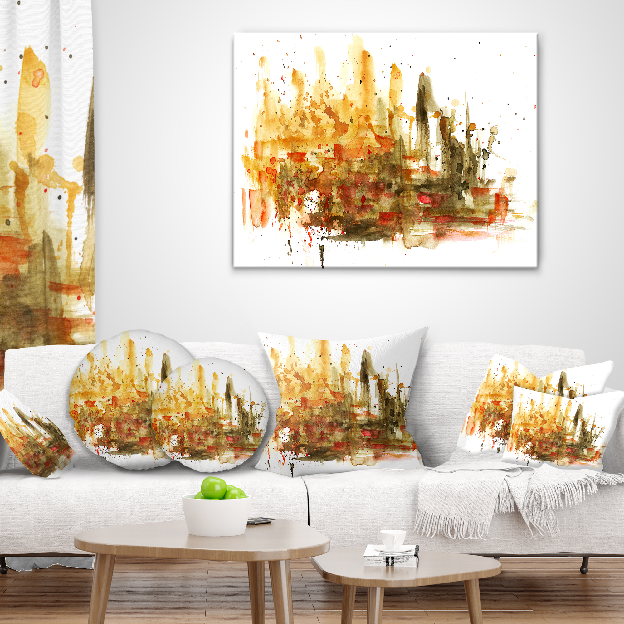 Designart Abstract Composition Art - Abstract Throw Pillow - 18x18