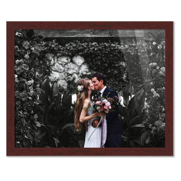 38x19 Frame Brown Picture Frame - Complete Modern Photo Frame Includes UV Acrylic Shatter Guard Front, Acid Free