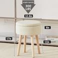 thumbnail image 6 of Tcbosik 12.6" Round Linen Upholstered Ottoman with Flip-Top Tray and Hidden Storage, Small Footstool Vanity Chair with Solid Wood Legs, Padded Stool for Home Office Living Room, White, 6 of 7