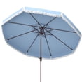 thumbnail image 4 of SAFAVIEH Milan 9' Market Crank Fringe Tilt Patio Umbrella, Baby Blue/White, 4 of 5