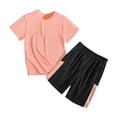 thumbnail image 1 of Tank Top Set for Girls, Solid Color Bubble Ruffle Trim Round Neck and Shorts 2-Piece Summer Casual Outfit for Kids, 1 of 5