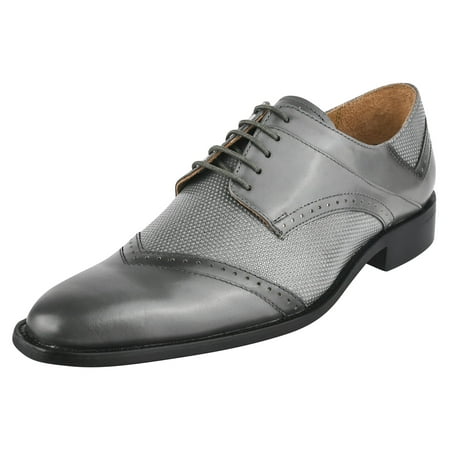 LIBERTYZENO Mens Classic Leather Formal Oxford Shoes  Gray
