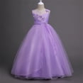 thumbnail image 4 of Miluxas Girl Lace Dress for Kids Wedding Pageant formal Party Long Gown Princess Maxi Tulle Dresses Purple 9-10 Years, 4 of 8
