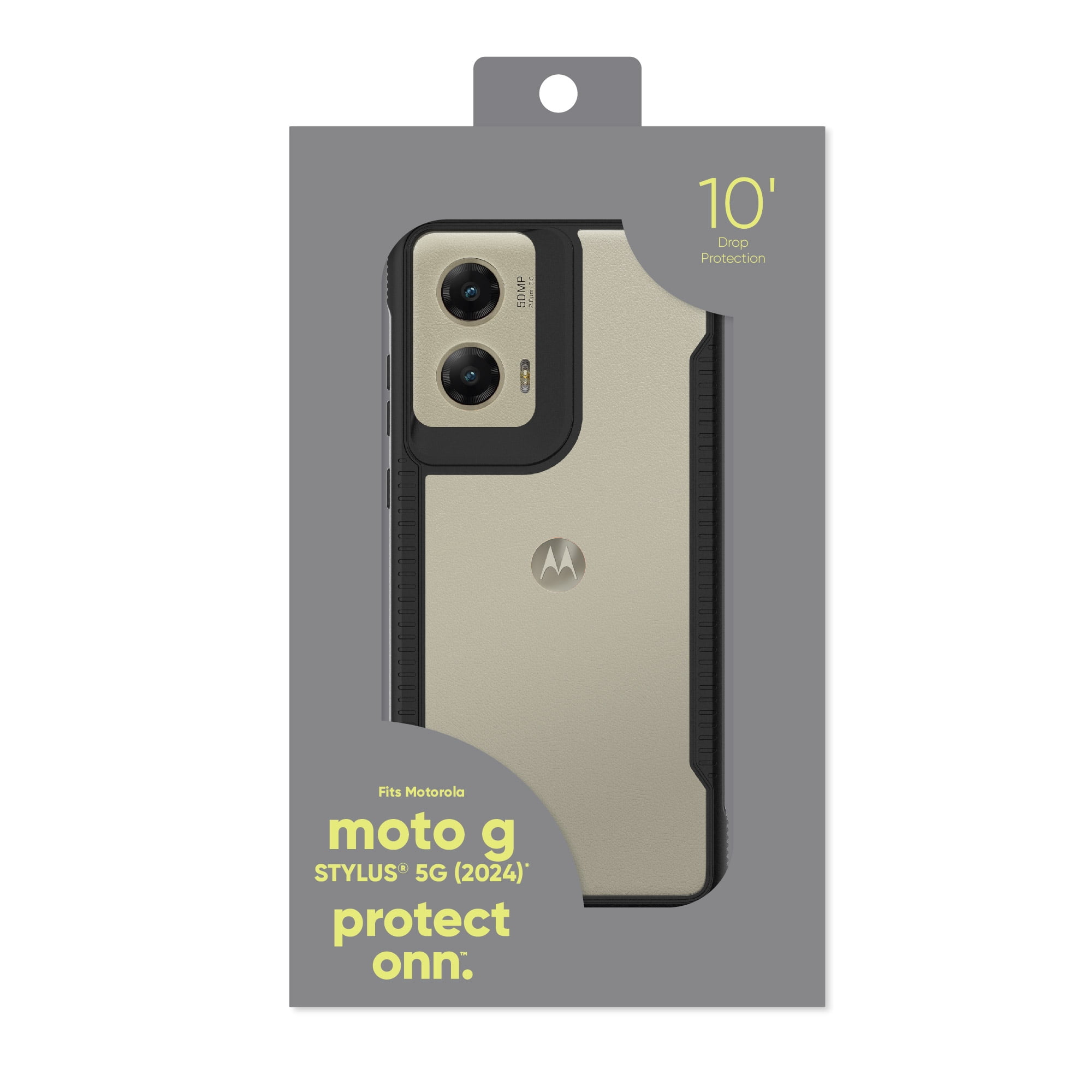 onn. Dual-Layer Phone Case for moto g STYLUS 5G (2024) - Black/Clear