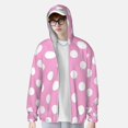 thumbnail image 2 of Balery Pink And White Polka Dot Sudadera ligera de manga larga con capucha y protección solar UPF 50+ para hombre y mujer, ideal para pesca y running-Medium, 2 of 7