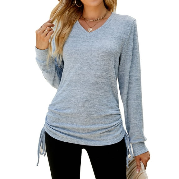 Patlollav Womens Autumn/Winter T-Shirt Solid Color Loose Long Sleeve Crew-Neck Top/Shirt Deals on Ladies