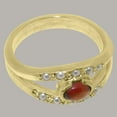 thumbnail image 4 of LBG British Made 9k Yellow Gold ring with Natural Garnet & Cultured Pearl Womens Band Ring - 33 size options - Size 11.25, 4 of 7