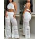 thumbnail image 5 of Conjunto de atuendo CHICME para mujer, top corto de ganchillo con pantalones, 5 of 5