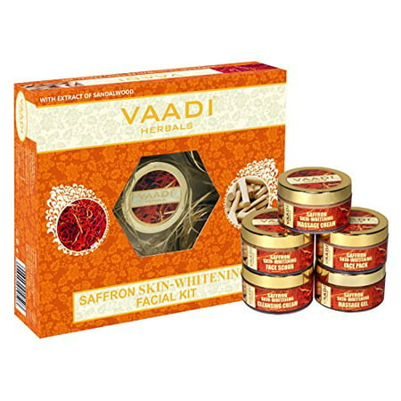 Vaadi Herbals Saffron Skin Whitening Facial Kit with Sandalwood Extract, (Best Whitening Facial Kit)