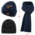 thumbnail image 6 of Loritta 3 Pcs Beanie Hat Long Scarf No-Slip Touch Screen Gloves for Men Women , Navy Blue, 6 of 8
