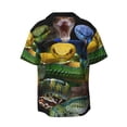thumbnail image 6 of Lsque Colorful Viper Snake print Men's Cuban Collar Short Sleeve Shirt Summer Beachwear Casual Button Down Fashionable Vacation Leisure Shirt-3X-Large, 6 of 7