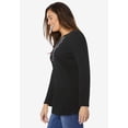 thumbnail image 3 of Woman Within Plus Size Embroidered Thermal Henley Tee, 3 of 6