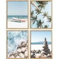 thumbnail image 2 of PixonSign Adhesive Wall Art Tropical Palm Tree Ocean Rock Boats Illustrations Posters, Set of 4 Rustic Nautical Fine Art Boho Coastal Canvas Prints for Bedroom, Living Room, Office - 11"x14", 2 of 5