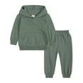 thumbnail image 2 of Baby Sweatshirt Pullover 2Pcs Outfits Kids Sports Tracksuits Long Sleeve Pullover Hoodies Sweatshirt and Sweatpants Fall Winter Suit Baby Girls' Tees Green 3-4T, 2 of 9
