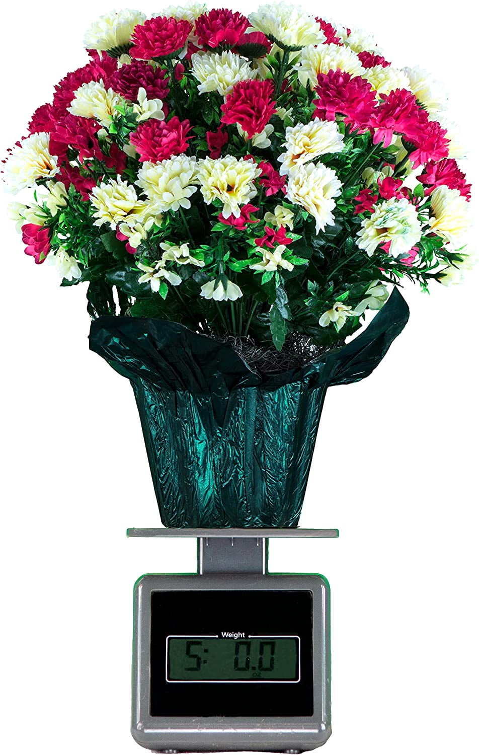 Sympathy Silks Artificial Flowers Weighted Pot Bouquet Decoration - Height 18"-20" - Fade Resistant - Home Decor, Office, or Memorial - 2 Pack of Beauty and Cream Mum Pots