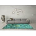 thumbnail image 3 of Ahgly Company Machine Washable Indoor Square Abstract Turquoise Blue Modern Area Rugs, 5' Square, 3 of 4