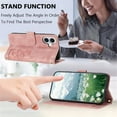 thumbnail image 6 of Leather For Apple iPhone 16 Plus Case Tulip Embossed 5-card  Flip Wallet Leather Case with Card Holder Magnetic Closure ,Detachable Wrist Strap,Shockproof Phone Cases Cover,Pink,For iPhone 16 Plus, 6 of 10