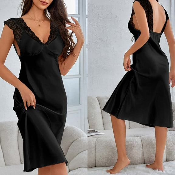 XINXIAOO Elegant Women's French Lace Sleeveless Long Nightgown | Minimalist Homewear Dress | Comfortable Sleepwear For Women Summer Sleep Shirts Women Summer Nighties Women plus Size Nightgowns Woman