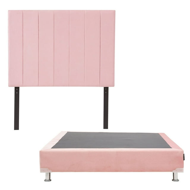 Box Base Cama Queen Size + Cabecera Argos Rosa