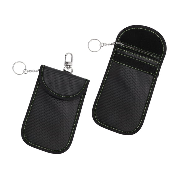 Unique Bargains 2Pcs,Faraday Pouch, RFID Signal Blocking Bags Carbon Fiber Black with Hook