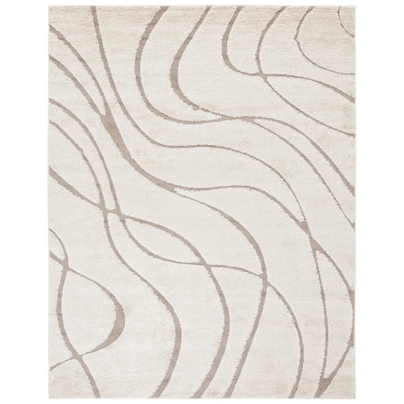 SAFAVIEH Florida Tamzen Abstract Shag Area Rug, Cream/Beige, 9' x 9' Round